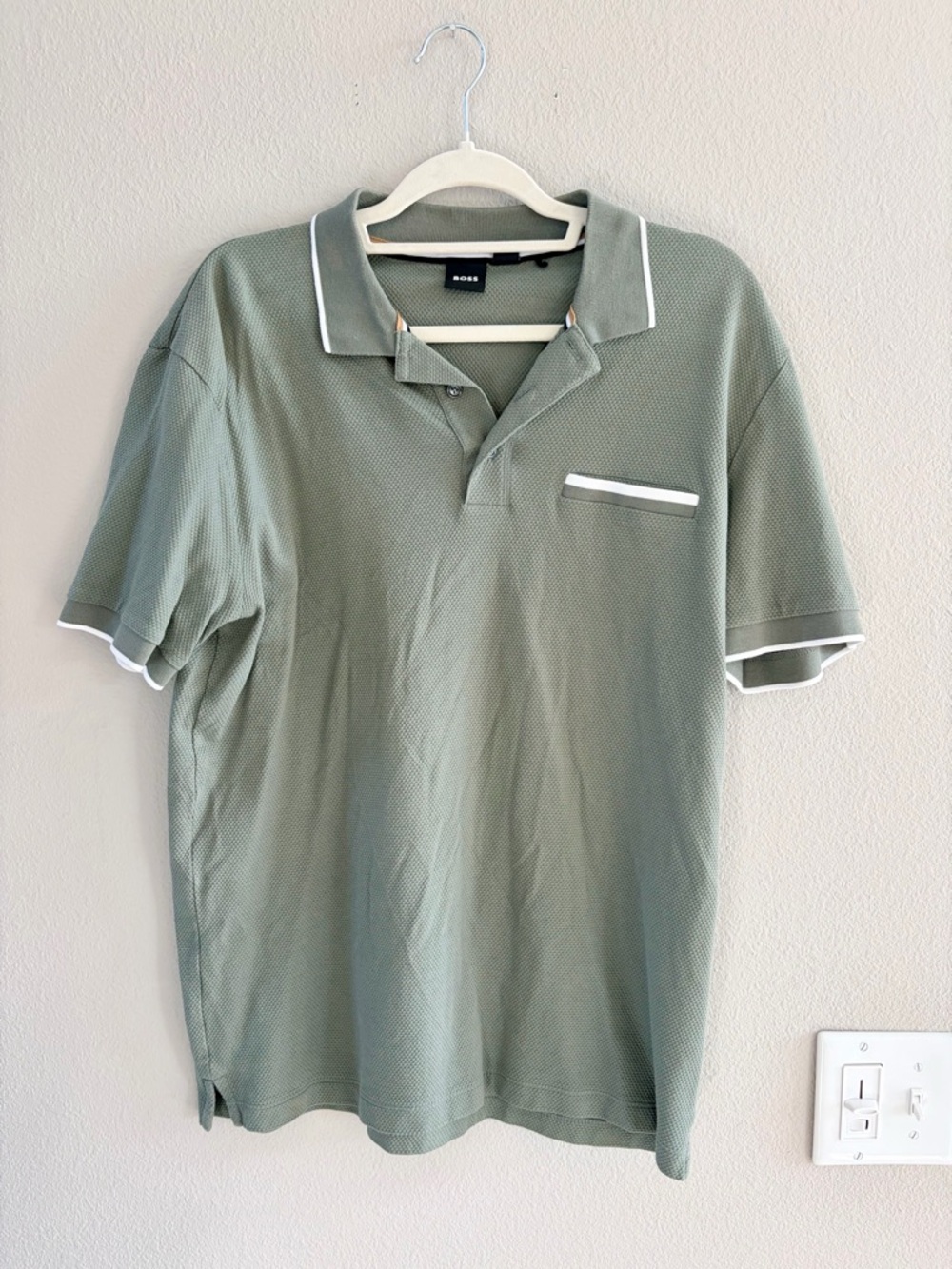 Men’s BOSS Large Sage Green Short-Sleeve Polo